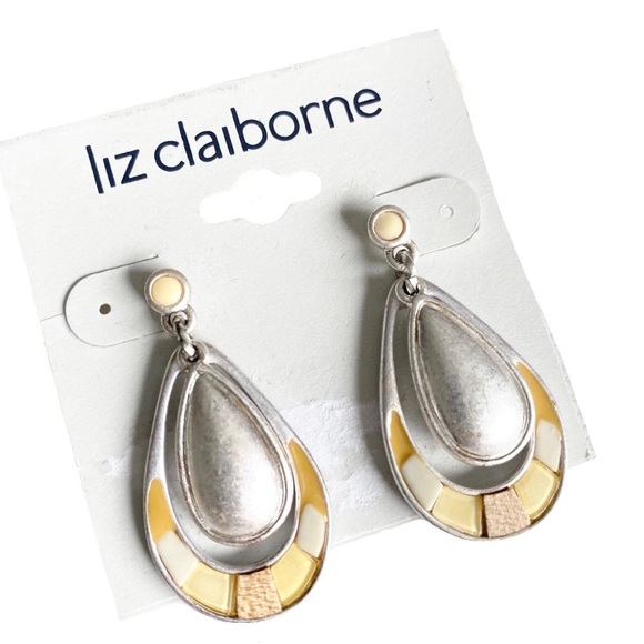 Liz Claiborne Jewelry - new Liz Claiborne ꧁ Mosaic Briolette Drop Earrings ꧂ Silver Tone ꧂ Yellows